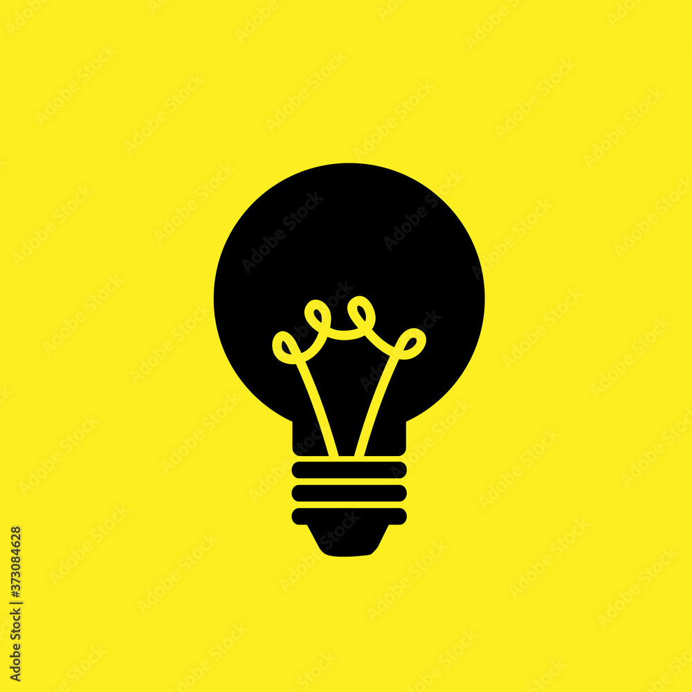 Light Bulb line icon vector, isolated on yellow background. Idea sign, solution, thinking concept Light Bulb line icon vector, isolated on yellow background. Idea sign, solution, thinking concept
