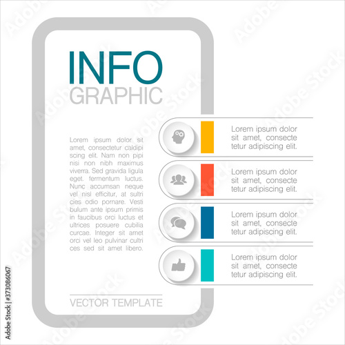 Vector infographic template with 4 steps or options. Data presentation, business concept design for web, brochure, 