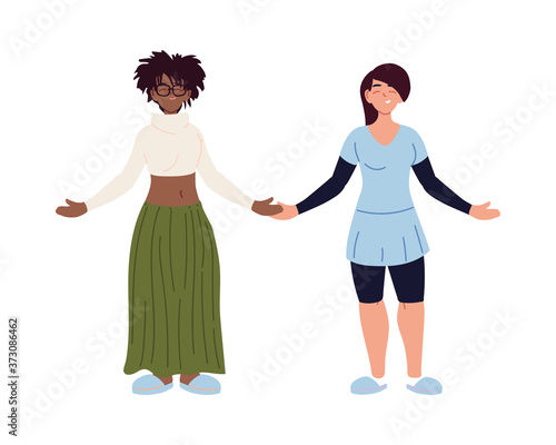 black hair and black women cartoons vector design