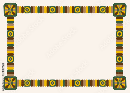 African tribal ethnic mosaic frame with space for text or photo. For invitations, announcements or photo