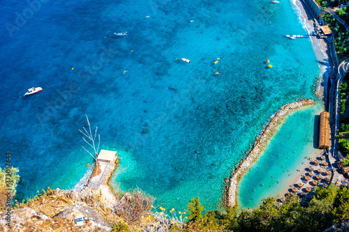 Oludeniz Bay coastal view in Fethiye Town of Turkey