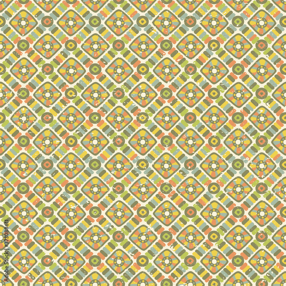African mosaic ethnic seamless pattern with grunge effect African mosaic ethnic seamless pattern with grunge effect