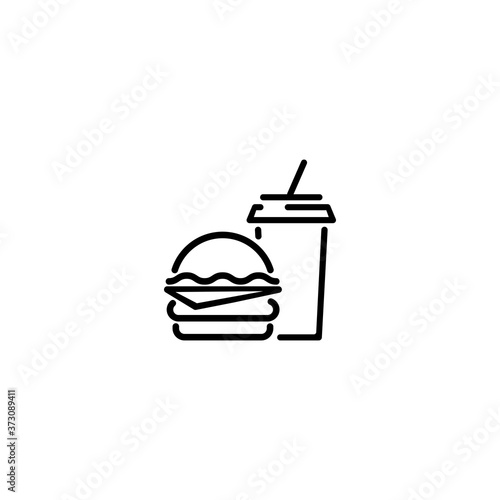 Sandwich, hamburger with drink. Vector on isolated white background. EPS 10