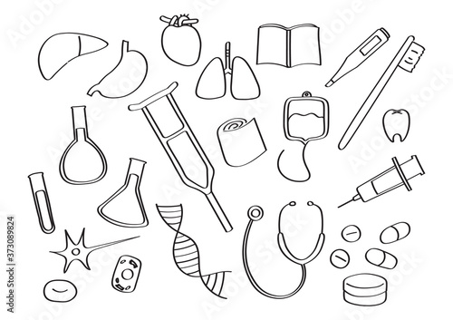ペンで描いた医療器具のイラストセット 背景透過 Stock Vector Adobe Stock