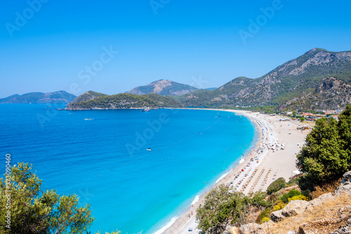 Oludeniz Bay coastal view in Fethiye Town of Turkey