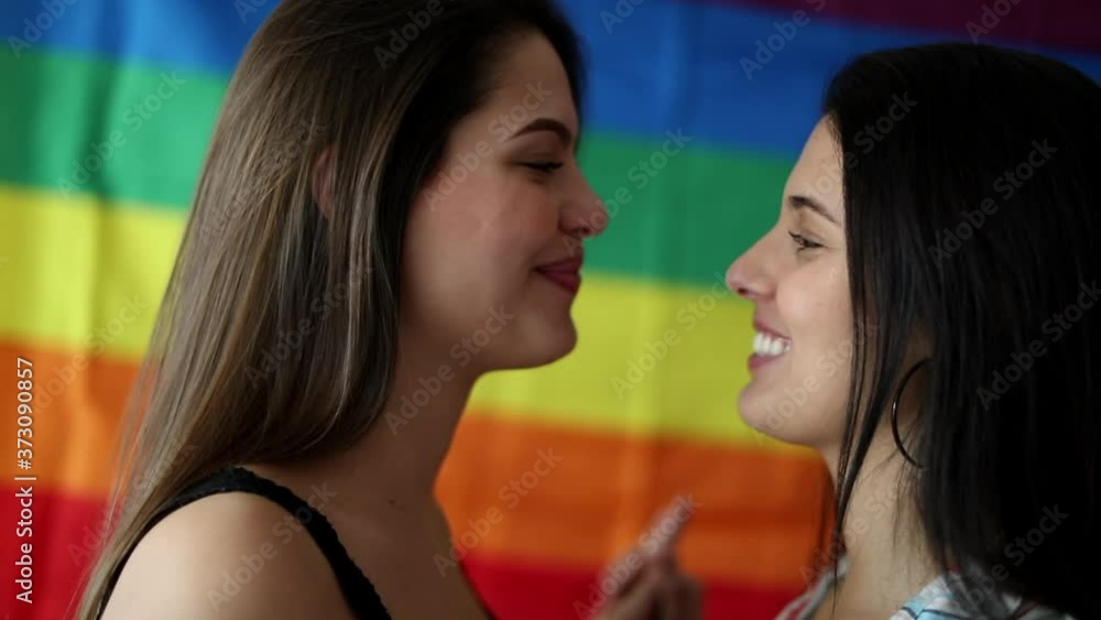 Gay lesbian couple embrace. Hugging lgbt women together Gay lesbian couple embrace. Hugging lgbt women together
