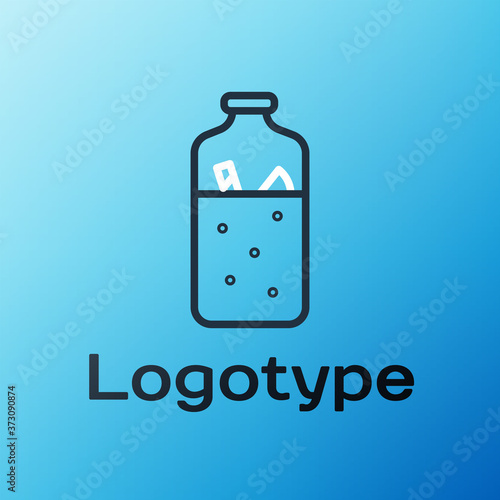 Line Mulled wine with ingredients icon isolated on blue background. Cinnamon stick, clove, lemon slice. Colorful outline concept. Vector Illustration.