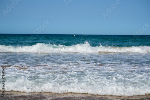 Sea horizon at La Barrosa beach, Sancti Petri, Cadiz, Spain