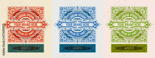 Antique  label with gin liquor design