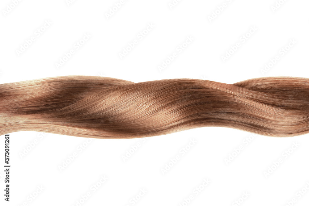 Brown hair in line shape on white background, isolated