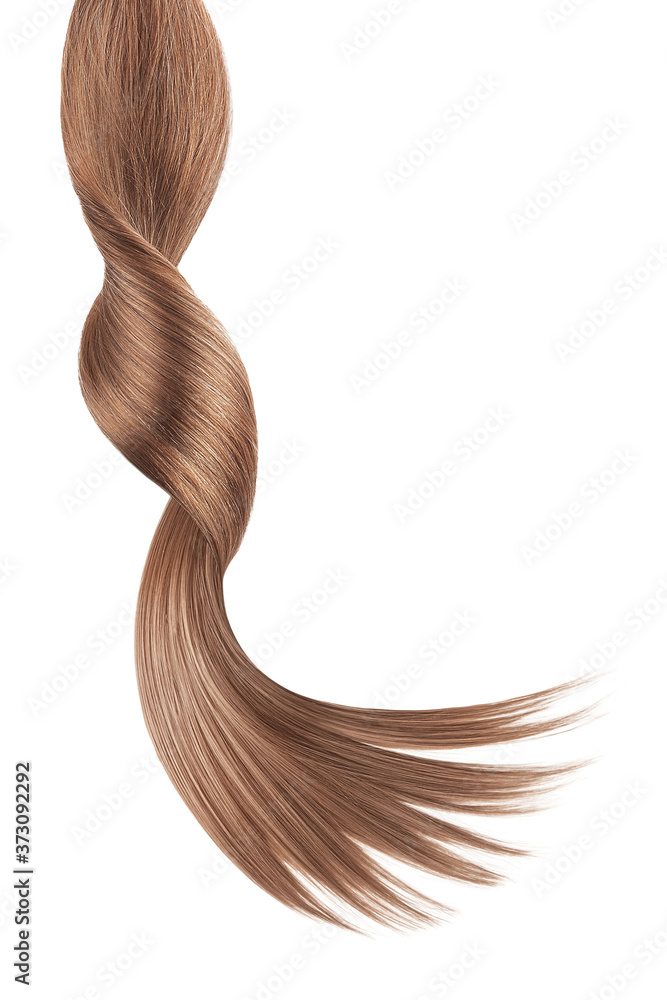 Brown shiny hair on white background, isolated