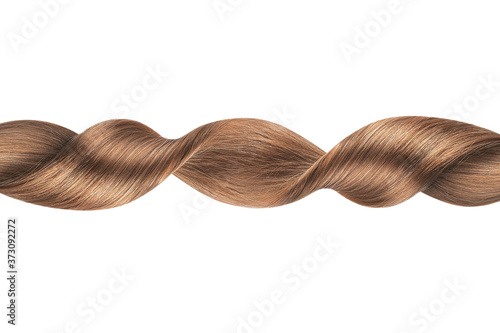 Brown hair in line shape on white background, isolated