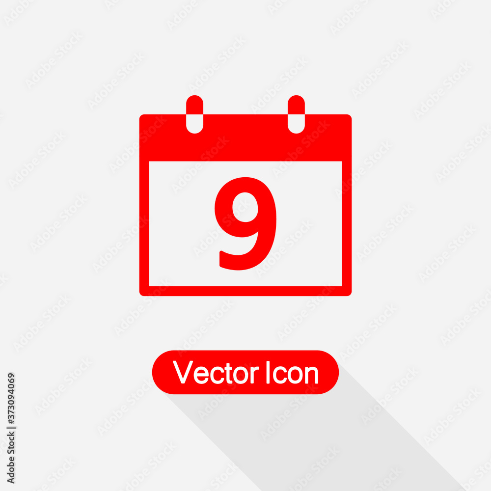 9 Red Calendar Icon Vector Illustration Eps10 9 Red Calendar Icon Vector Illustration Eps10