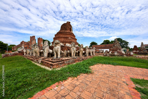 Wat Thammikarat ancient temple built before foundation of Ayutthaya one of a famous travel place in Ayutthaya Historical Park