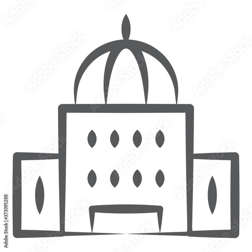 
Islamic mosque icon in modern linear style, tomb building
