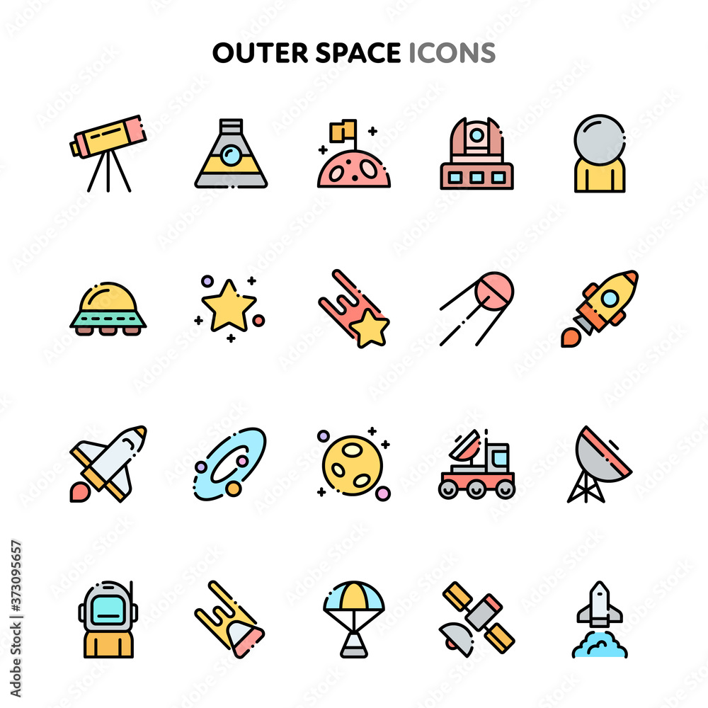 Outer Space Icon Set. Linelo Color Series. Outer Space Icon Set. Linelo Color Series.