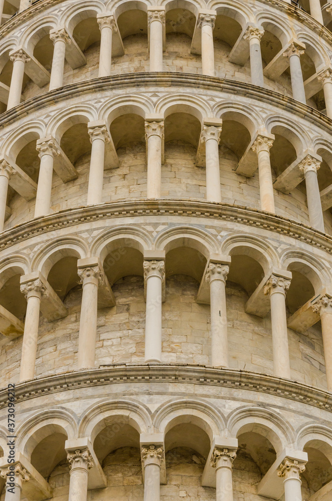 architectural detail of a building tower of pisa