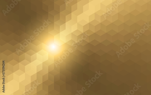 Gold background with 3D cube pattern, interesting metallic vector illustration.