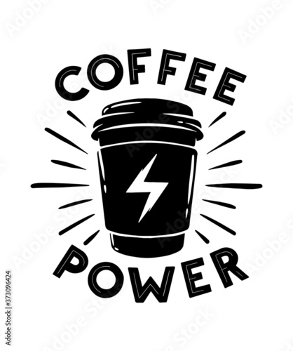 Coffee power t-shirt design. Retro emblem, logo, badge.