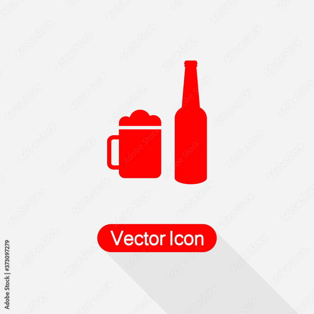 Beer Bottle With Beer Mug Icon, Beer Icon Vector Illustration Eps10 Beer Bottle With Beer Mug Icon, Beer Icon Vector Illustration Eps10