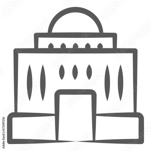 
Mosque icon in modern linear style, tomb building
