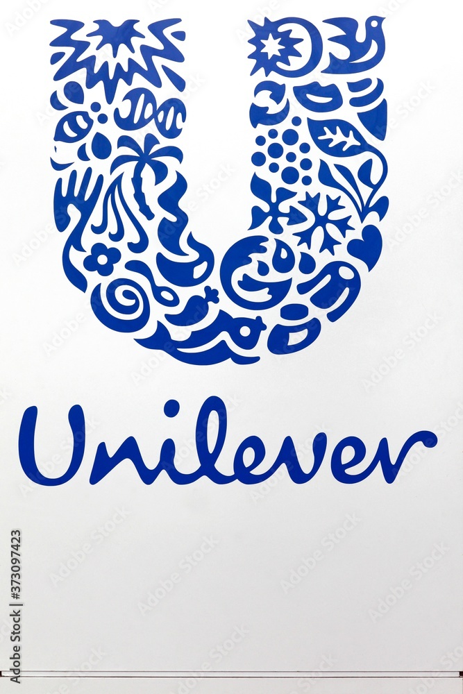 Hamburg, Germany July 20, 2017 Unilever logo on a panel. Unilever is