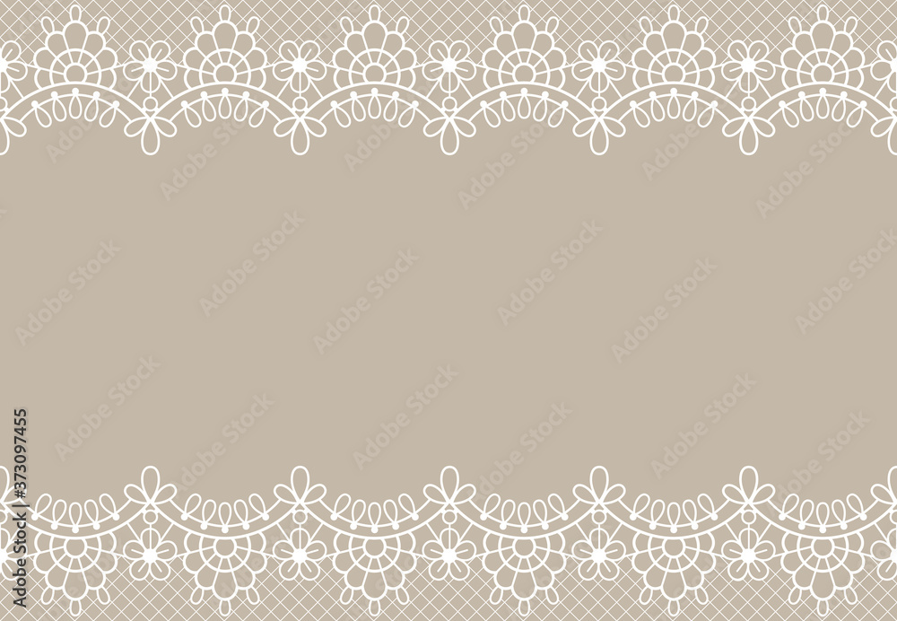 Lace background. Luxury floral lace borders ornate design element with place for text. Wedding, birthday or certificate vector texture. Decorative romantic element with details on beige