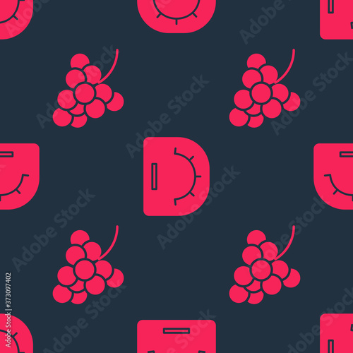 Set Casino slot machine with grape and Poker table on seamless pattern. Vector.