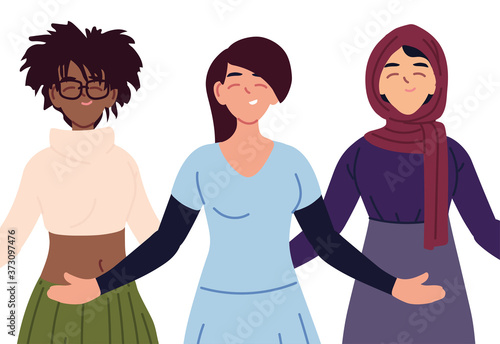 black muslim and black hair women cartoons vector design