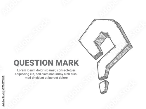 Question mark. Sketch interrogative symbol ask help support. Faq  search problem  question icon and place for text vector background. Hand drawn punctuation element for banner illustration