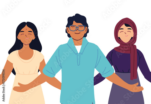 indian muslim women and man cartoons vector design