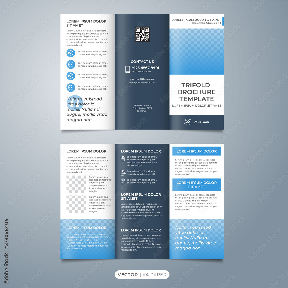 abstract tri fold layout template design vector with blue color abstract tri fold layout template design vector with blue color