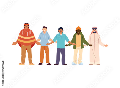 usa indian black and arabish men cartoons vector design