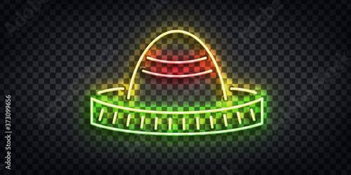 Vector realistic isolated neon sign of Sombrero logo for template decoration and invitation covering on the transparent background. Concept of Cinco De Mayo.