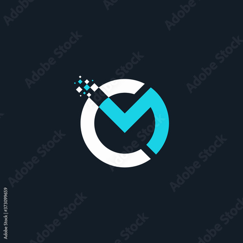 initial logo CM pixel circle