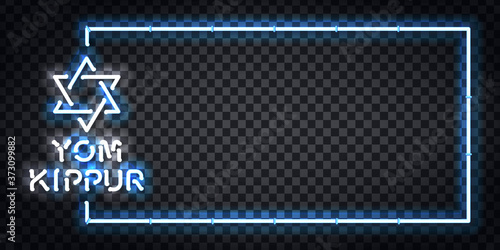 Vector realistic isolated neon sign of Yom Kippur frame logo for template decoration and covering on the transparent background.
