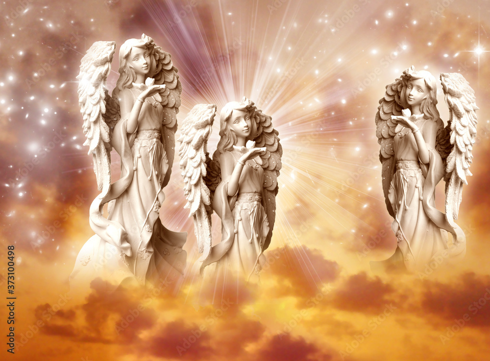 three angels archangels - angel archangel - with stars and divine rays