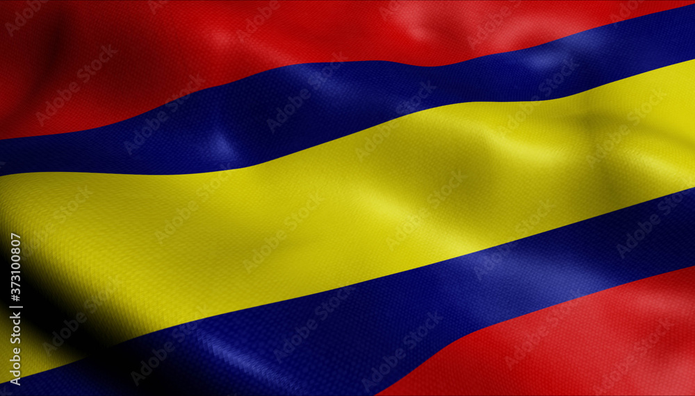 Naklejka premium 3D Waving Malaysia City Flag of Alor Setar Closeup View