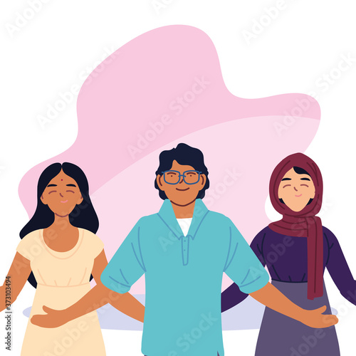 indian muslim women and man cartoons vector design