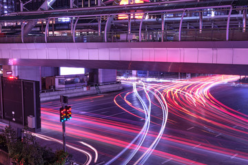 Keuken achterwand Purper Nachtelijk verkeer in de stad  © wetit