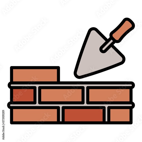 Trowel wall brick icon. Outline trowel wall brick vector icon for web design isolated on white background