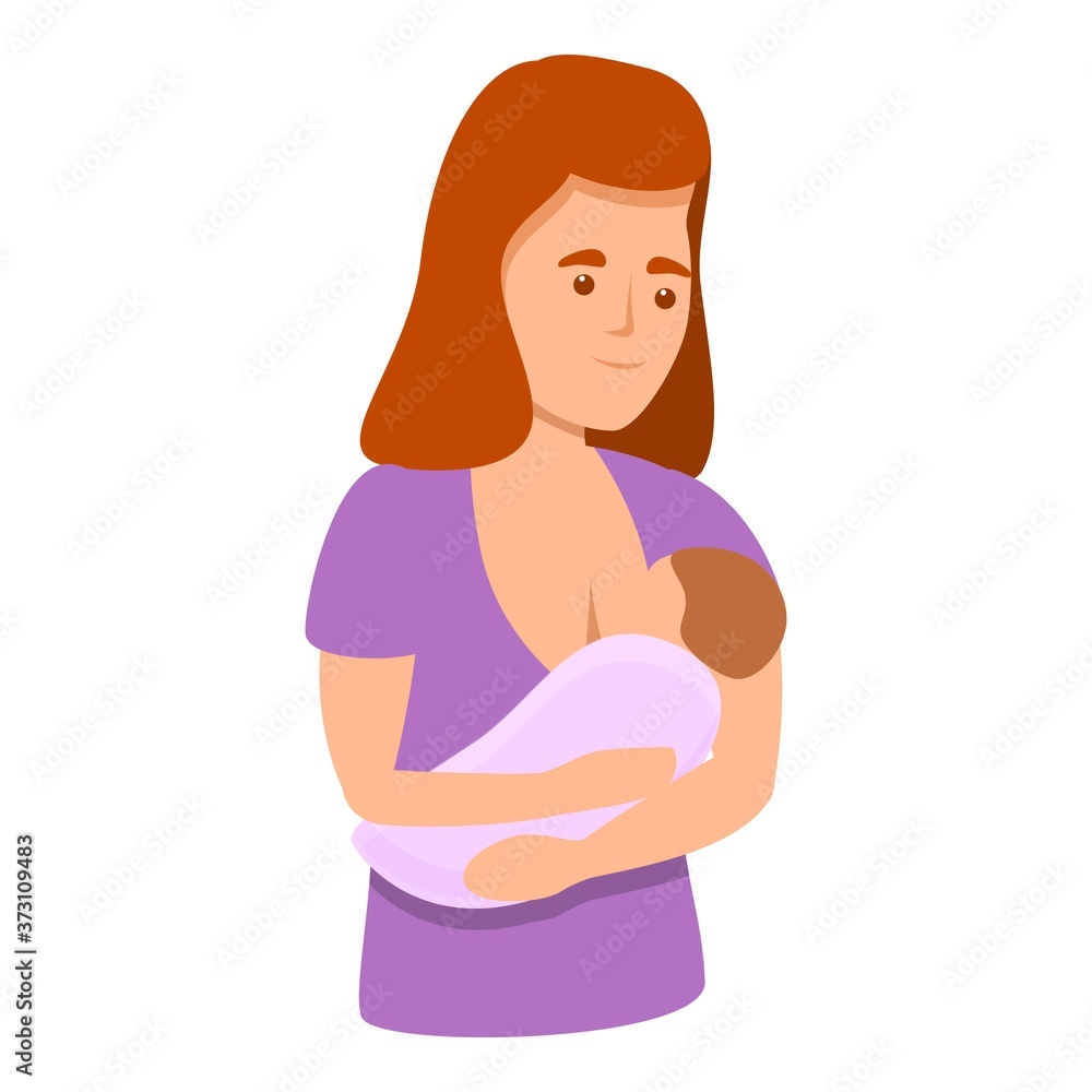 Breast feeding icon. Cartoon of breast feeding vector icon for web design isolated on white background Breast feeding icon. Cartoon of breast feeding vector icon for web design isolated on white background