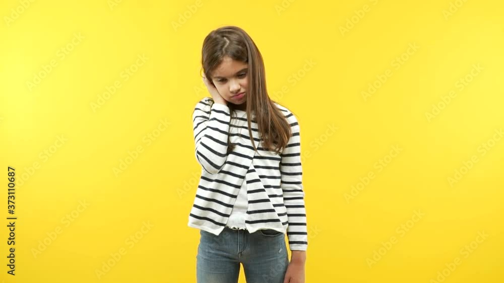 Funny little child girl worried and overwhelmed Funny little child girl worried and overwhelmed