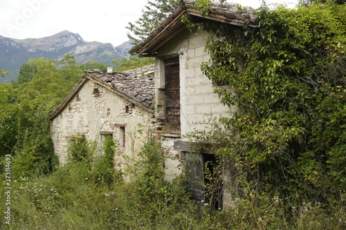 ancient mountain wrecked abandoned house