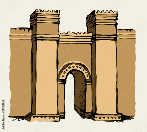 Babylonian Gate. Vector drawing scene