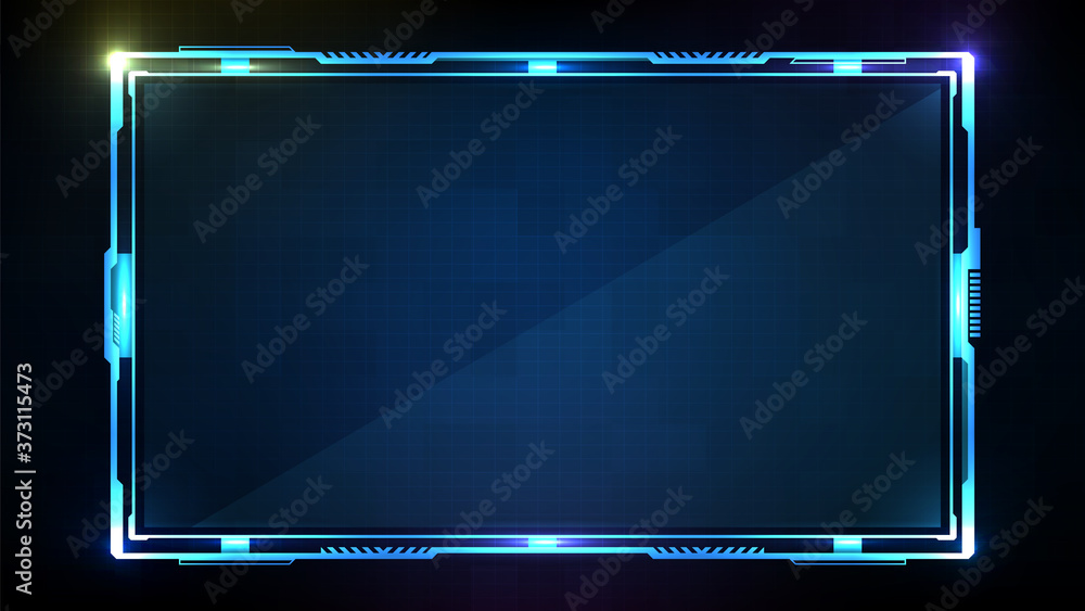 abstract futuristic background of blue glowing technology sci fi frame hud ui