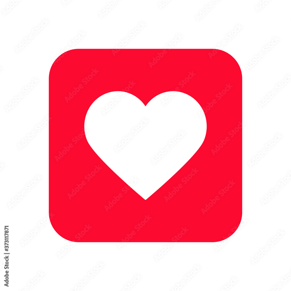 Heart shape vector icon. Red square button. Love symbol. Like sign. Romantic valentine logo. Health or medical cardio label. Marriage and wedding tag. Isolated on white background. Heart shape vector icon. Red square button. Love symbol. Like sign. Romantic valentine logo. Health or medical cardio label. Marriage and wedding tag. Isolated on white background.