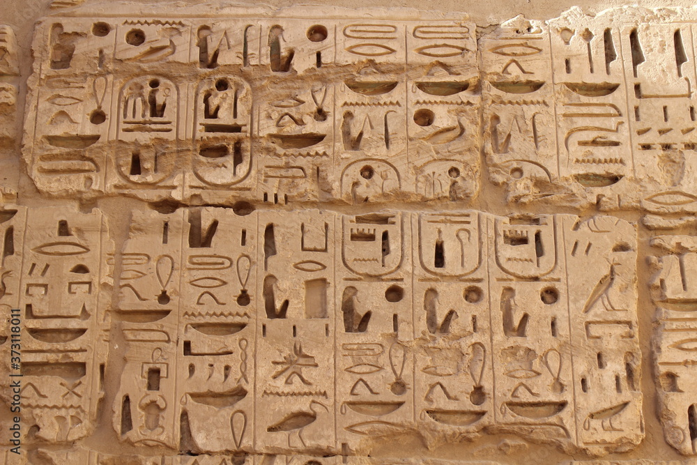 Amazing wall carving in Habu temple in Luxor in Egypt