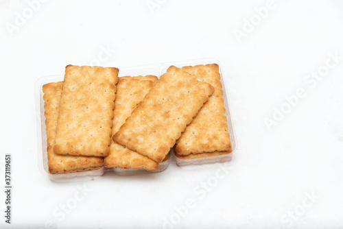 Biscuits on a white background.