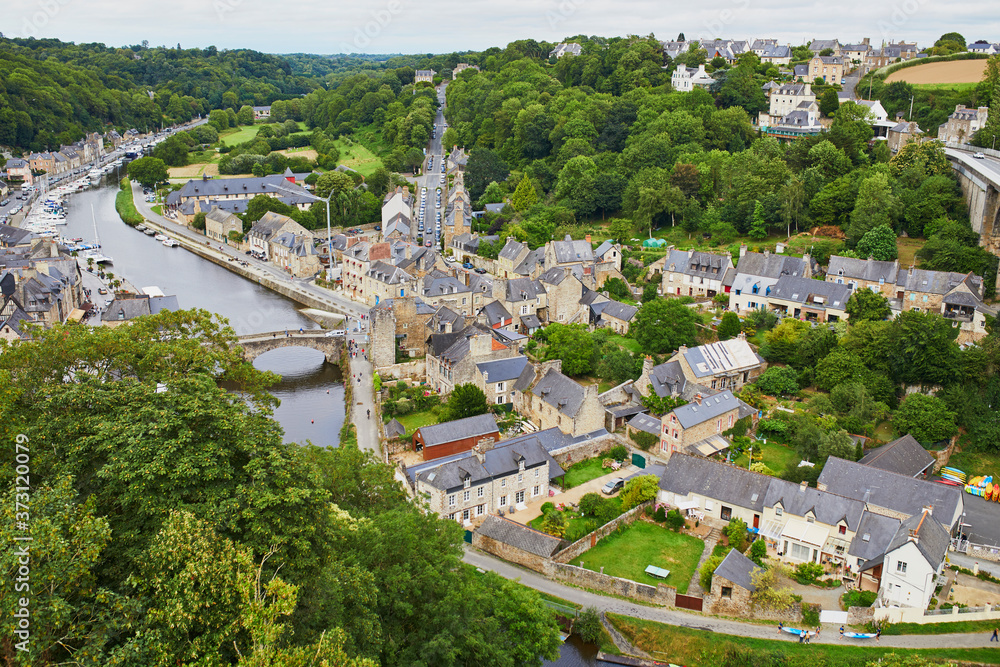 Scenic view of Dinan and the river Rance, Brittany, France